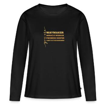Waymaker & Christian Faith | Praise worship - Women's Premium Organic Long Sleeve Shirt - black - Front - Julia (174cm)
