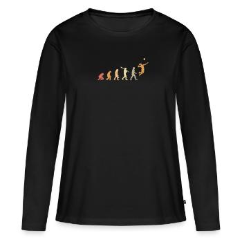 Volleyballer Evolution Geschenk - Frauen Premium Bio Langarmshirt - Schwarz - Vorne - Julia (174cm)