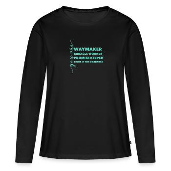 Waymaker Miracle Worker Promise Keeper Light Jesus - T-shirt manches longues Premium bio Femme - noir - Devant - Julia (174cm)