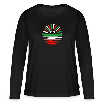 Italie Football 2022 Italie Fan Jersey - T-shirt manches longues Premium bio Femme - noir - Devant - Julia (174cm)