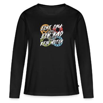 Eine Oma ein Rad kein Motor. Tolles Fahrraddesign - Frauen Premium Bio Langarmshirt - Schwarz - Vorne - Julia (174cm)