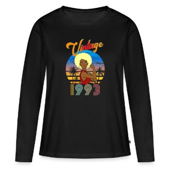 Birthday 1993 vintage Blonde woman - Women's Premium Organic Long Sleeve Shirt - black - Front - Julia (174cm)
