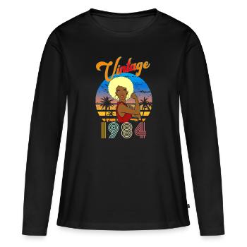 Geburtstagsfrau Afro Jahrgang 1984 blond - Frauen Premium Bio Langarmshirt - Schwarz - Vorne - Julia (174cm)