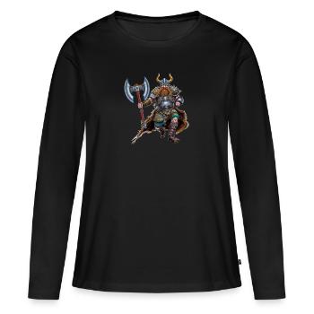 Viking au combat - T-shirt manches longues Premium bio Femme - noir - Devant - Julia (174cm)