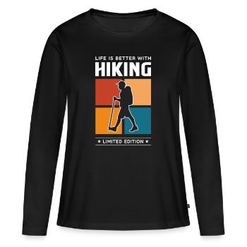 Hiking - Frauen Premium Bio Langarmshirt - Schwarz - Vorne - Julia (174cm)