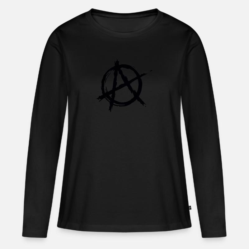 Anarchy A - Frauen Premium Bio Langarmshirt - Schwarz