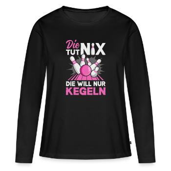 Kegeln Kegler Kegel Kegelbahn Kegeltour - Frauen Premium Bio Langarmshirt - Schwarz - Vorne - Julia (174cm)