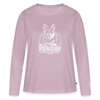 POMSKY coolest people Chiens Sort Wilsigns - T-shirt manches longues Premium bio Femme - rose poudré - Devant - Julia (174cm)