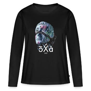 Triste triste graphique - T-shirt manches longues Premium bio Femme - noir - Devant - Julia (174cm)