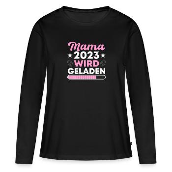 Mama Loading, werdende Mama 2023 schwangerschaft - Women's Premium Organic Long Sleeve Shirt - black - Front - Julia (174cm)