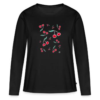 * BAM * be_cherry - T-shirt manches longues Premium bio Femme - noir - Devant - Julia (174cm)