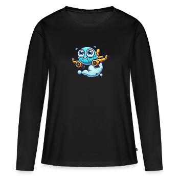 Happy plane ✈️😃 - Women's Premium Organic Long Sleeve Shirt - black - Front - Julia (174cm)