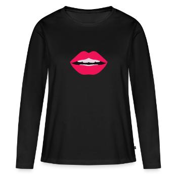 Bouche - T-shirt manches longues Premium bio Femme - noir - Devant - Julia (174cm)