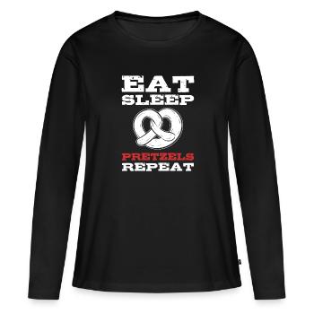 bretzel - T-shirt manches longues Premium bio Femme - noir - Devant - Julia (174cm)