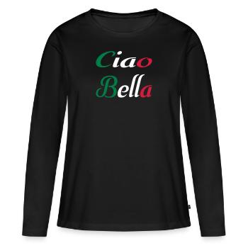 Ciao Bella - T-shirt manches longues Premium bio Femme - noir - Devant - Julia (174cm)