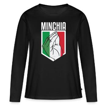 Italie Italien Jurons Gronde Minchia - T-shirt manches longues Premium bio Femme - noir - Devant - Julia (174cm)
