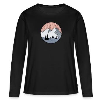 mountain landscape drawing - triangle logo - Women's Premium Organic Long Sleeve Shirt - black - Front - Julia (174cm)