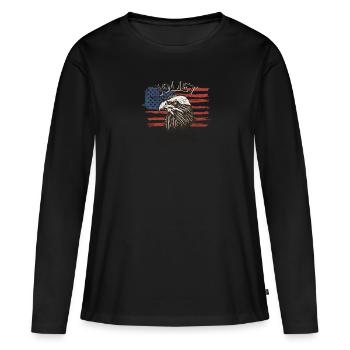 Drapeau des États-Unis Eagle Illinois Vintage Joliet - T-shirt manches longues Premium bio Femme - noir - Devant - Julia (174cm)