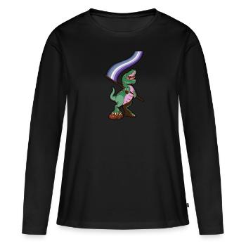 Drapeau LGBTQ - Dinosaur Butch Lesbienne - T-shirt manches longues Premium bio Femme - noir - Devant - Julia (174cm)