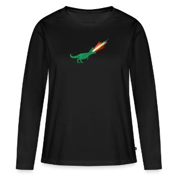 LGBTQ Butch Lesbian Flag - Dinosaurs - Women's Premium Organic Long Sleeve Shirt - black - Front - Julia (174cm)