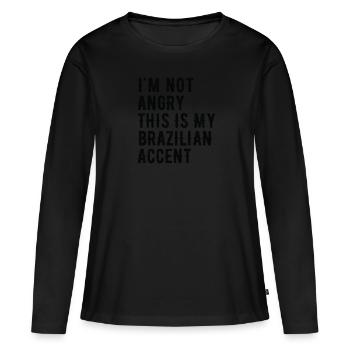 Je ne suis pas méchant, mon accent brésilien - T-shirt manches longues Premium bio Femme - noir - Devant - Julia (174cm)