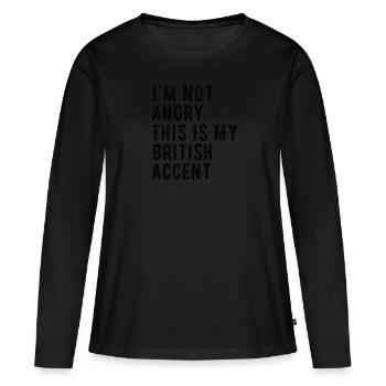 Je ne suis pas méchant, mon accent britannique - T-shirt manches longues Premium bio Femme - noir - Devant - Julia (174cm)