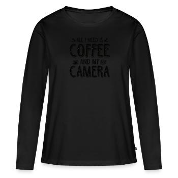 Appareil photo Photographie Photographe Café Photos Photo - T-shirt manches longues Premium bio Femme - noir - Devant - Julia (174cm)