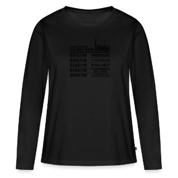 Staplerfahrer Gabelstaplerfahrer Gabelstapler Lohn - Frauen Premium Bio Langarmshirt - Schwarz - Vorne - Julia (174cm)
