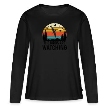 Observation des oiseaux Ornithologue Observation des oiseaux Observation des oiseaux - T-shirt manches longues Premium bio Femme - noir - Devant - Julia (174cm)