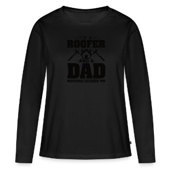 Papa Couvreur Père Toiture Artisanat Toiture Toiture - T-shirt manches longues Premium bio Femme - noir - Devant - Julia (174cm)