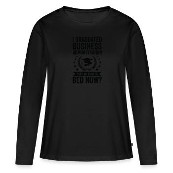 J’ai étudié l’administration des affaires - T-shirt manches longues Premium bio Femme - noir - Devant - Julia (174cm)
