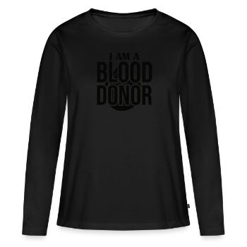 Don de sang Donneurs de sang Donneurs de sang - T-shirt manches longues Premium bio Femme - noir - Devant - Julia (174cm)