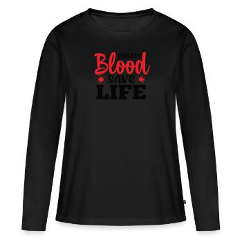 Don de sang Donneurs de sang Donneurs de sang - T-shirt manches longues Premium bio Femme - noir - Devant - Julia (174cm)