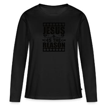 Jésus sauve Frère Religion Foi Prière Croix Prière - T-shirt manches longues Premium bio Femme - noir - Devant - Julia (174cm)