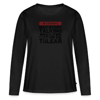 En parlant de Coton De Tulear - T-shirt manches longues Premium bio Femme - noir - Devant - Julia (174cm)