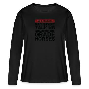 En parlant de Grade Horse - T-shirt manches longues Premium bio Femme - noir - Devant - Julia (174cm)