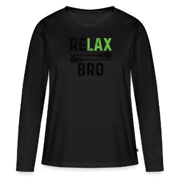 Lacrosse Spieler spielen Lacrosse Relax Lacrosse - Frauen Premium Bio Langarmshirt - Schwarz - Vorne - Julia (174cm)