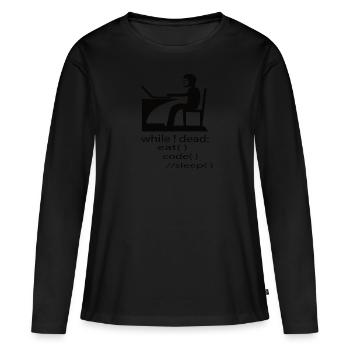 Cadeau de programmeur développeur de logiciels - T-shirt manches longues Premium bio Femme - noir - Devant - Julia (174cm)
