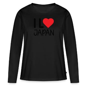 japan Asien Mitte Japanisch Herz - Frauen Premium Bio Langarmshirt - Schwarz - Vorne - Julia (174cm)