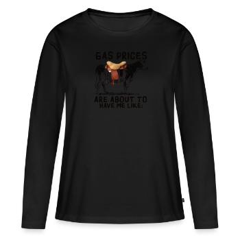 Prix du gaz Inflation Gouvernement Gaz froid Hiver Cher - T-shirt manches longues Premium bio Femme - noir - Devant - Julia (174cm)