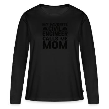 Ingénieur civil Construction de ponts Statiques Son Mama Ingénieur - T-shirt manches longues Premium bio Femme - noir - Devant - Julia (174cm)