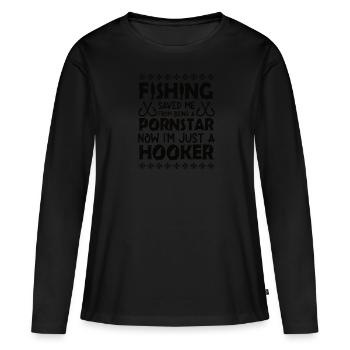 Thérapie Pêche de lac Carpe de lac Pêcheur Appât - T-shirt manches longues Premium bio Femme - noir - Devant - Julia (174cm)