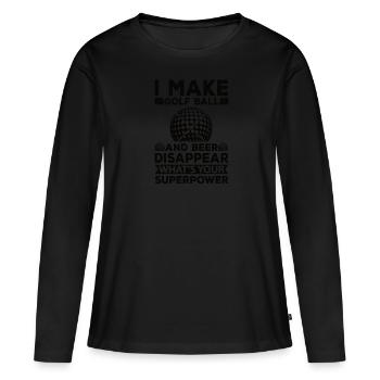 Golf Beer Tee Golf Ball Golfer Drink - T-shirt manches longues Premium bio Femme - noir - Devant - Julia (174cm)