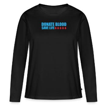 Don de sang Dons de sang Donneurs de sang - T-shirt manches longues Premium bio Femme - noir - Devant - Julia (174cm)