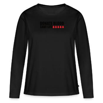 Don de sang Dons de sang Donneurs de sang - T-shirt manches longues Premium bio Femme - noir - Devant - Julia (174cm)