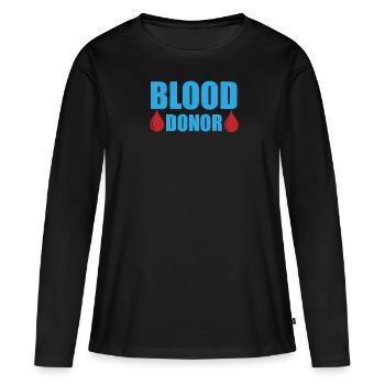 Don de sang Dons de sang Donneurs de sang - T-shirt manches longues Premium bio Femme - noir - Devant - Julia (174cm)