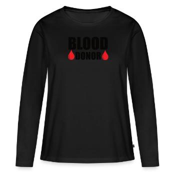 Don de sang Dons de sang Donneurs de sang - T-shirt manches longues Premium bio Femme - noir - Devant - Julia (174cm)
