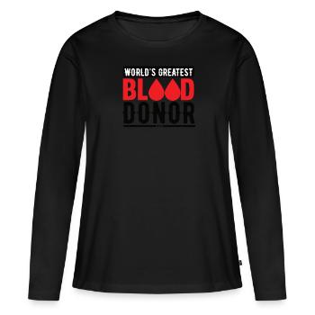 Don de sang Dons de sang Donneurs de sang - T-shirt manches longues Premium bio Femme - noir - Devant - Julia (174cm)