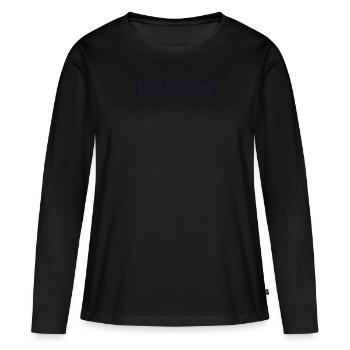 Zimbabwe Stadt Koordinaten - Harare - Frauen Premium Bio Langarmshirt - Schwarz - Vorne - Julia (174cm)