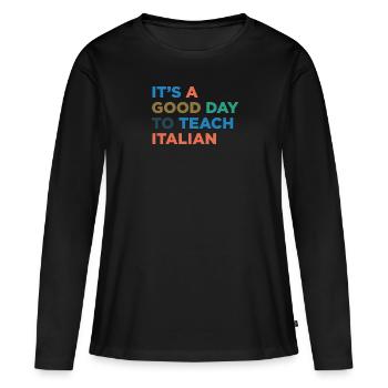 Enseignement de l’enseignement de l’italien - T-shirt manches longues Premium bio Femme - noir - Devant - Julia (174cm)